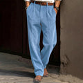 Men's Vertical Striped Pleated Wide‑Leg Casual Trousers