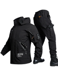Men 2-Piece Tactical Hooded Jacket & Cargo Pants Outdoor Suit
